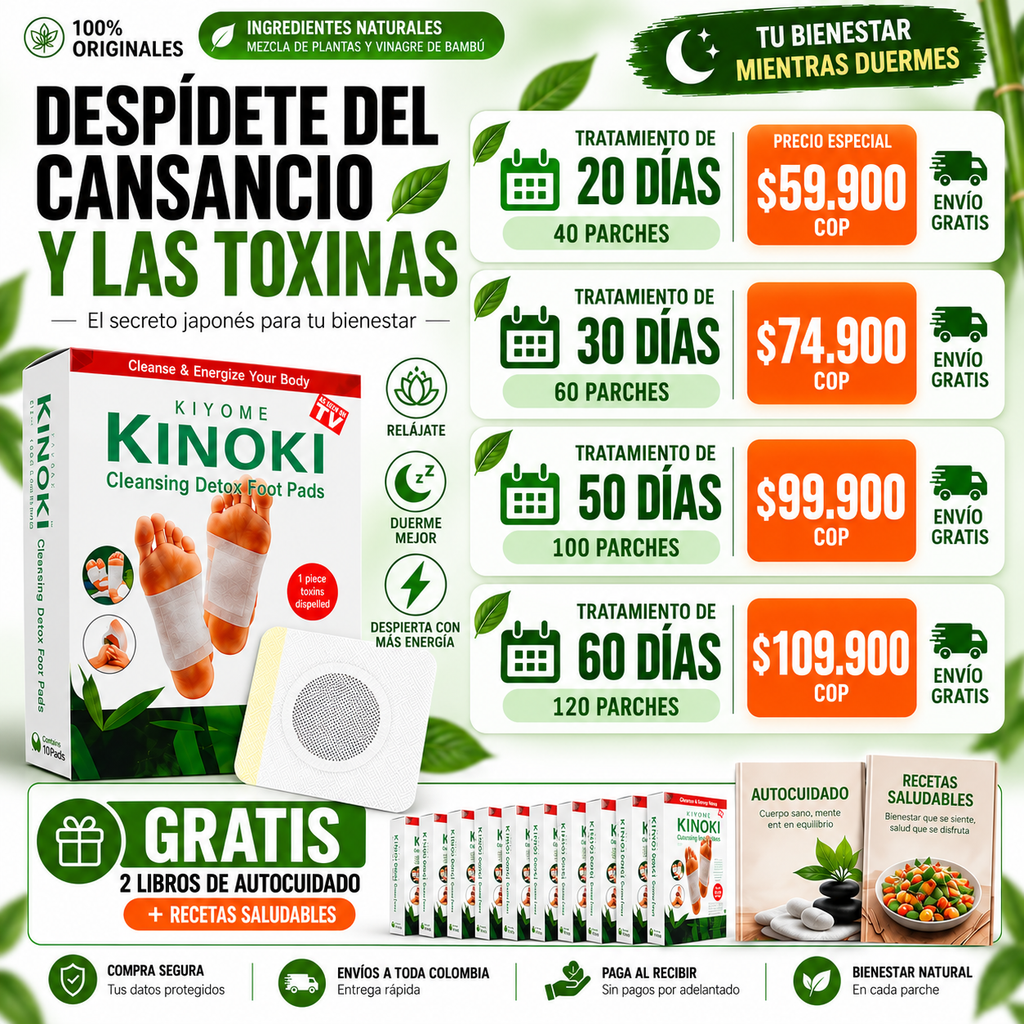 Kinoki™ – Parches Detox Nocturnos para Pies 🌿