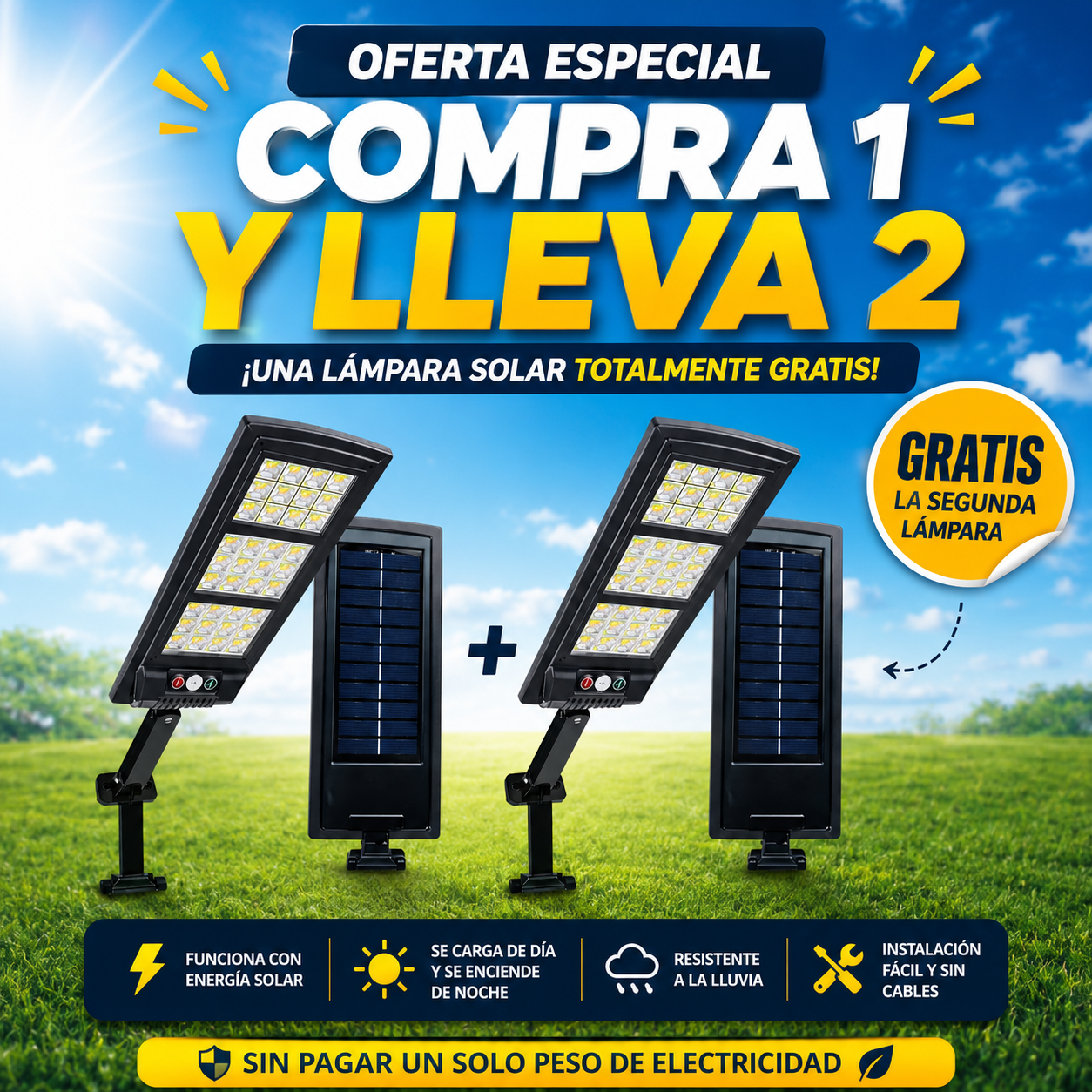 Lampará Solar- 💡¡ Ilumina tu jardín sin pagar un solo peso de electricidad !