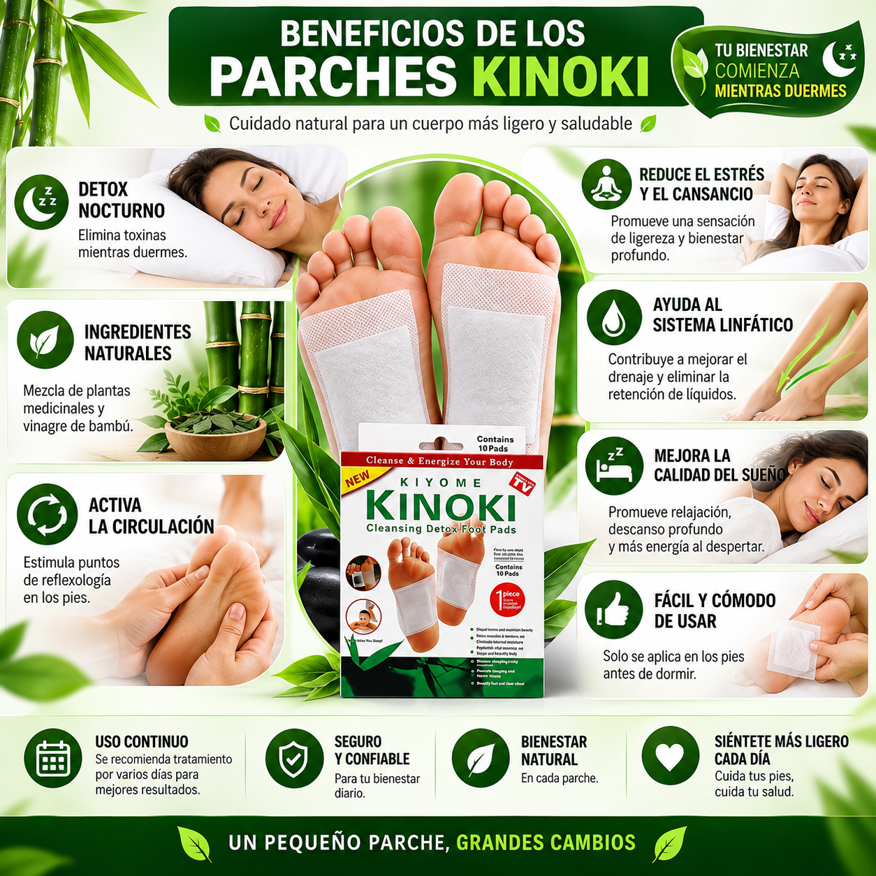 Kinoki™ – Parches Detox Nocturnos para Pies 🌿