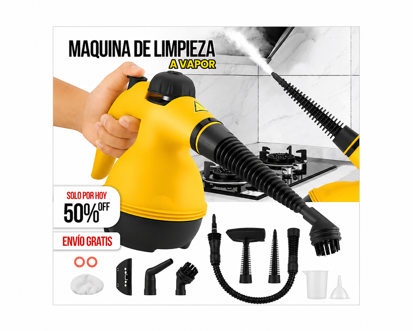 MÁQUINA DE LIMPIEZA A VAPOR MULTIFUNCIONAL + 9 Accesorios GRATIS 🎁